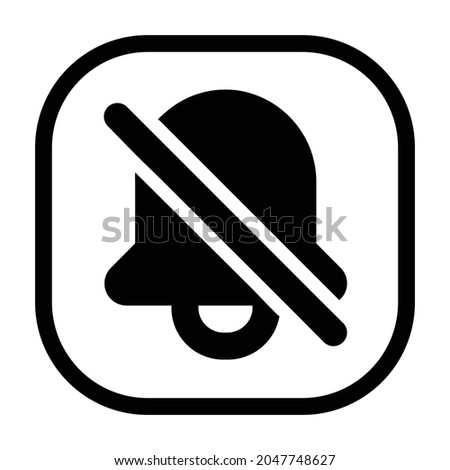 bell off Icon. Flat style rounded rectangle isolated on white background. Vector illustration