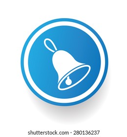 Bell on blue button background,on white background,clean vector