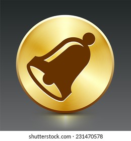Bell on Gold Round Button