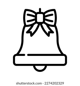 Bell outline icon. Bell with ribbon bow. Vector Illustration.