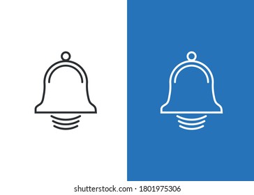 Vector de icono del contorno de la Campana, Alarma, señal aislada de la línea del timbre de la mano.