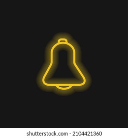 Icono de la interfaz de contorno de Bell Símbolo de neón brillante amarillo