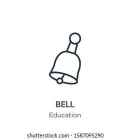 Bell outline vector icon. Thin line black bell icon, flat vector simple element illustration from editable education concept isolated on white background