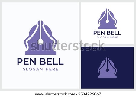 Bell Pen Design Inspiration. Bell Pen Symbol Logo Vector Template Design, Bell Pen Design Logo Vector Illustration