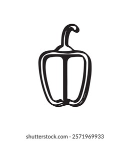 A bell pepper black and white drawing