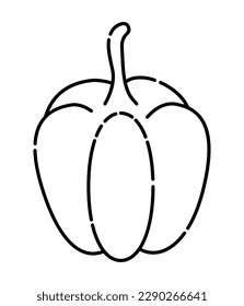 Bell pepper black and white vector line illustration