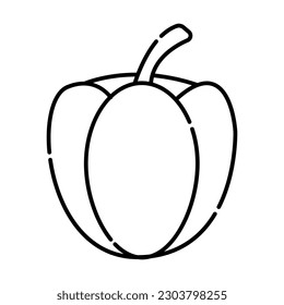 Bell pepper black and white vector line illustration