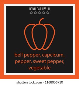 bell pepper, capcicum, pepper, sweet pepper  vector icon