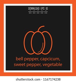 bell pepper, capcicum, sweet pepper, vegatable vector icon