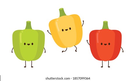 Diseño de personajes de pimienta de campanilla. Bell pimienta sobre fondo blanco.