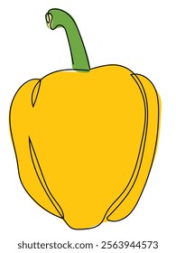 Bell pepper in continuous line drawing style and can be edited later