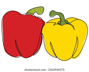 Bell pepper in continuous line drawing style and can be edited later