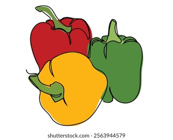 Bell pepper in continuous line drawing style and can be edited later