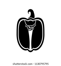 Bell pepper cut half vegetable vector icon