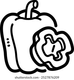Icono e ilustración de Vector de garabato de pimiento