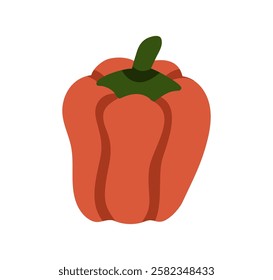 Bell pepper. Fresh natural red vegetable. Healthy vitamin nutrition. Organic farm crop. Bellpepper, sweet eating. Culinary ingredient. Flat vector illustration isolated on white background