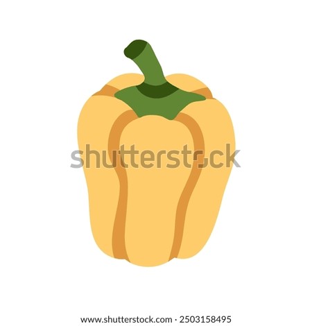 Bell pepper, fresh sweet vegetable icon. Organic natural food, ripe yellow paprika. Healthy agriculture crop, Bulgarian veggie. Flat graphic vector illustration isolated on white background