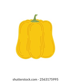 Bell pepper fresh vegetable hand drawn simple doodle illustration, healthy life style organic diet, food concept, whole papriks plant flat style image for menu, recipe design