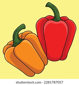 Bell Pepper Fruit Colored Cartoon Illustration