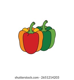 Bell pepper halves colorful detailed veggie design Vector illustration