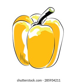 Bell Pepper Hand drawn Colored Vector icon