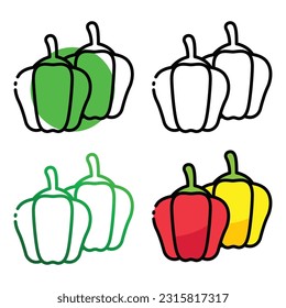 Bell pepper icon design in four variation color