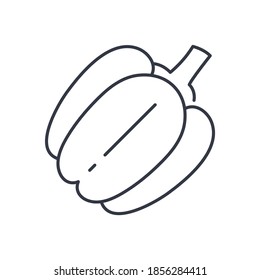 Bell pepper icon, linear isolated illustration, thin line vector, web design sign, outline concept symbol with editable stroke on white background.