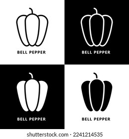 Logotipo del icono del morrón. Vector de ilustración de símbolo de Pepper orgánico vegetal