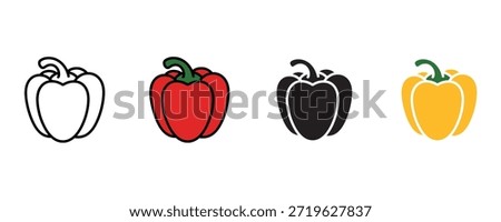 Bell pepper icon set vector on white background. peppers, vegetable icon. vector illustration.