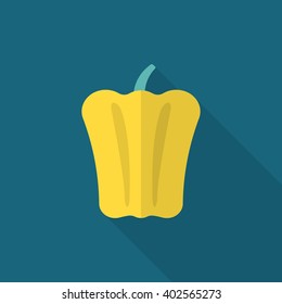 Bell Pepper icon, Vector flat long shadow design. EPS10