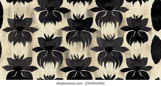 Bell pimienta ikat tríbal boho ata los colores de la mueca flor papel de pared sin costura. Motif étnica hecha a mano bello arte Ikat. Arte de fondo étnico abstracto floral rosa. 