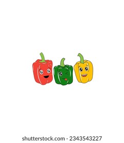 bell pepper illustration design. red peppers, green peppers and yellow peppers