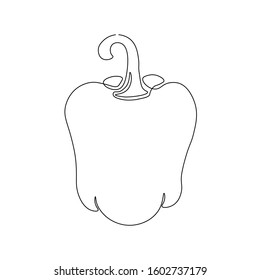 Bell Pepper line drawing vector. Food concept. Isolated icon. Vegetable Vector Design. Design linear artwork element. Flat design. one-line object.