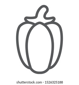Bell pepper line icon, fruits and vegetables, capsicum sign, vector graphics, a linear pattern on a white background, eps 10.