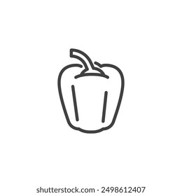 Icono de línea de Bell Pepper. signo de estilo lineal para concepto móvil y Diseño web. Icono de Vector de contorno de pimienta dulce. Símbolo de pimentón, ilustración del logotipo. Gráficos de Vector