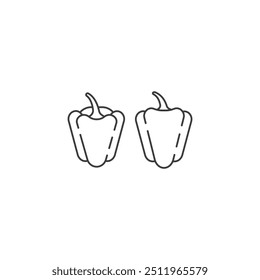 Bell pepper line icon. Red pepper outline icon. Isolated on white background.