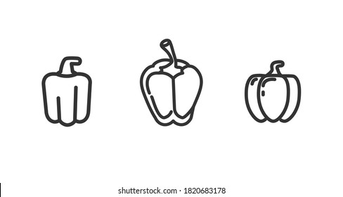 bell pepper line icon set. Bulgarian pepper line icon