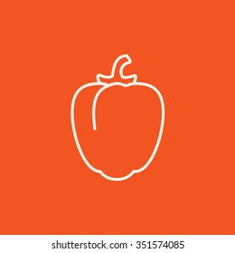 Icono de la línea de gas pimienta para web, móviles e infografías. Icono blanco vector aislado en fondo rojo.
