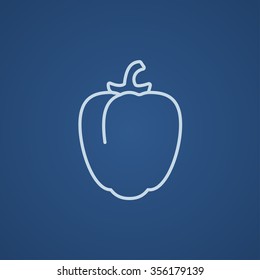 Bell pepper line icon for web, mobile and infographics. Vector light blue icon isolated on blue background.