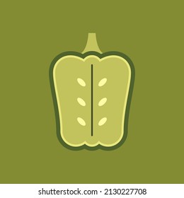 Bell Pepper Logo Design. Green Paprika, Bell Pepper Icon Vektorgrafik.