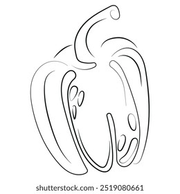 ícone do logotipo da pimenta do sino desenhado com linhas finas. vetor	