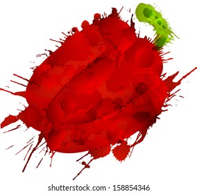 Bell pepper made of colorful splashes on white background