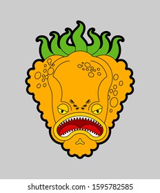 Bell pepper monster GMO mutant. Angry Vegetable with teeth. Hungry Alien Food vector illustration
