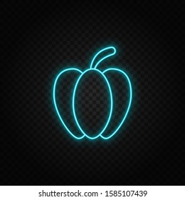 bell pepper neon icon. Blue and yellow neon vector icon.