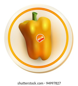 Bell pepper on the plate. Made with transparency.