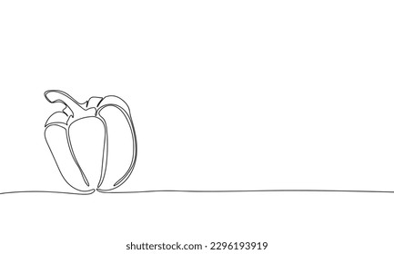 Bell pimienta. Ilustración continua de un vector dibujado a mano en una línea. Pimienta de arte en línea. Comida vegetal de una sola línea.