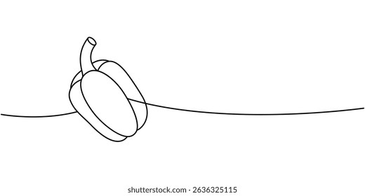 Bell pepper one line continuous drawing. Fresh organic vegetable. Vector illustration
