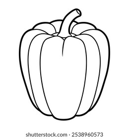 Bell Pepper Outline Coloring Page - Desenho divertido e envolvente no fundo branco.