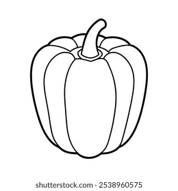 Bell Pepper Outline Coloring Page - Desenho divertido e envolvente no fundo branco.