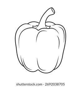 Glockenpfeffer Umriss Doodle Vektor. Handgezeichnete Capsicum Linie Kunst zum Färben Buch.